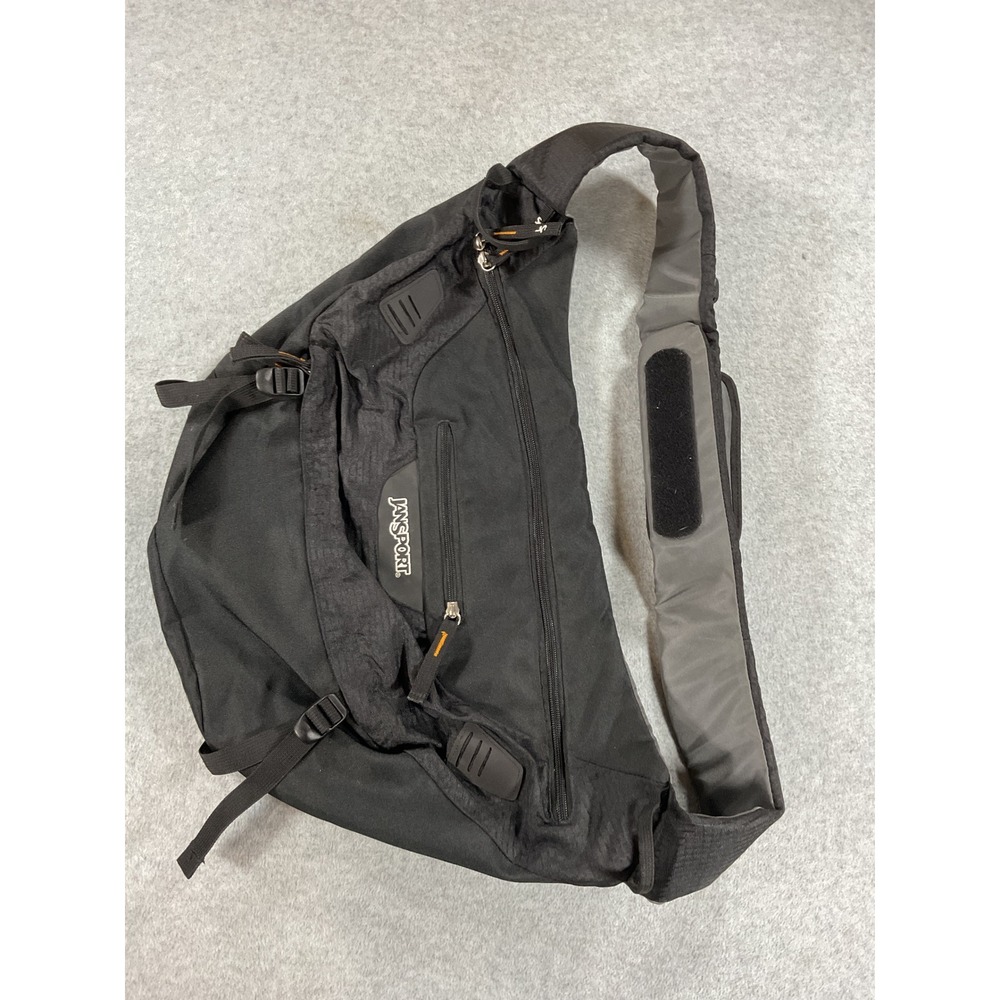 JanSport Black Gray Sling Bag Messenger Crossbody Backpack Padded Strap Large